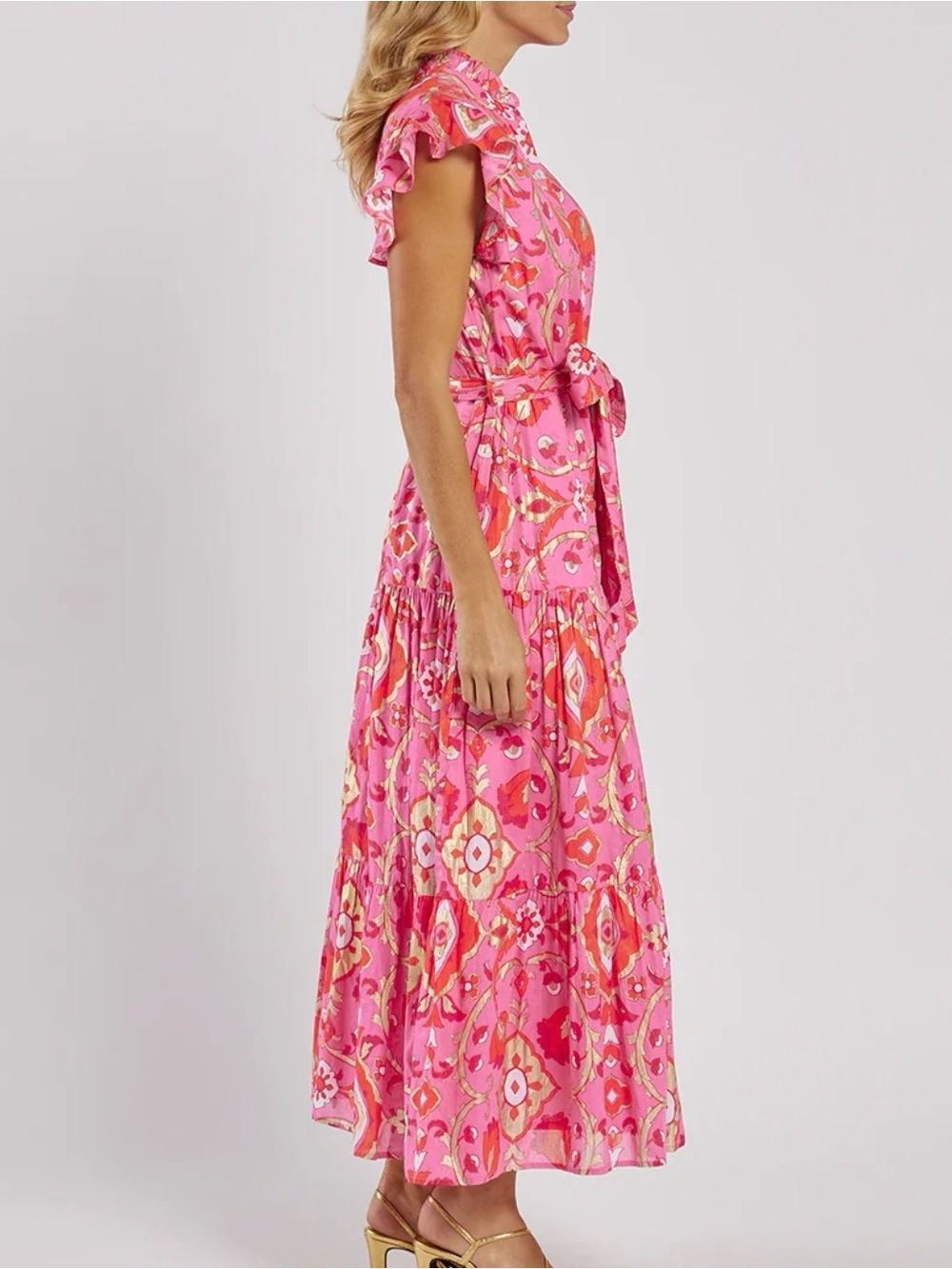 Jude Connally Mirabella Tiered Floral Ruffle Maxi in Gilded Garden Peony Large - Picture 4 of 8